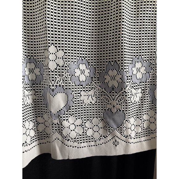 Lace Kitchen Cream & Blue Curtain Valance 27"W X 25"L Hearts Flowers Design - Picture 2 of 7